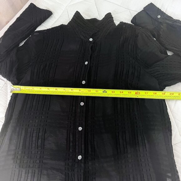 J. Jill Black Shear Textured Button Up Lagenlook Long Sleeve Button Down Shirt - Picture 5 of 8